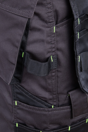 Spodnie robocze ostrzegawcze do pasa odblaskowe fluorescencyjne pasy dużo kieszeni potrójne szwy Polstar SEVEN KINGS FLASH A9SP