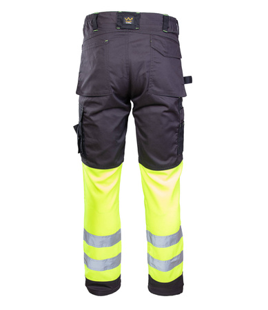 Spodnie robocze ostrzegawcze do pasa odblaskowe fluorescencyjne pasy dużo kieszeni potrójne szwy Polstar SEVEN KINGS FLASH A9SP