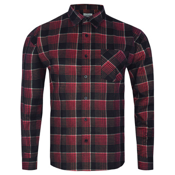 Bawełniana koszula flanelowa na guziki wytrzymała i wygodna czerwona Art.Mas MODAR