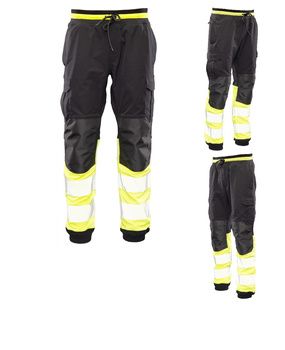 Spodnie Robocze do pasa z odblaskiem czarno-zółte Joggery