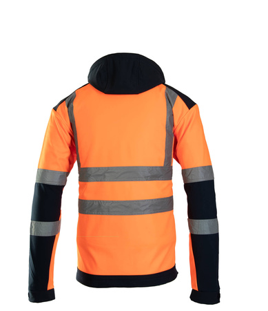 Kurtka softshell odblaskowa z kapturem regulowana ostrzegawcza pomarańczowa Polstar BRIXTON FLASH Kat. 2 AFSO