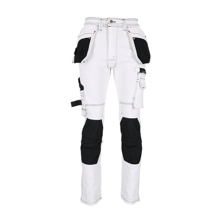 Spodnie ochronne JEANS elastyczne do pasa męskie BIAŁE