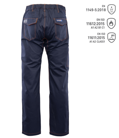 Spodnie do pasa dla spawaczy, antystatyczne PROFFLAM ANTYSTATIC