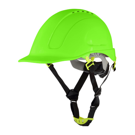 Kask ochronny hełm przemysłowy czteropunktowy podbródek MORION neon żółty zielony