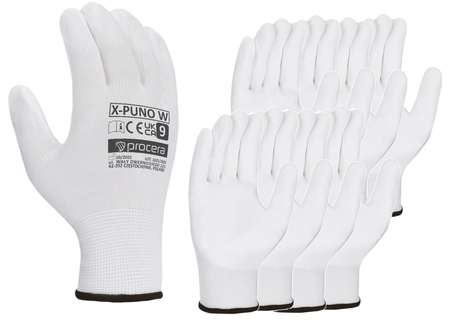Rękawice robocze poliestrowe powlekane poliuretanem X-PUNO white - 12 PAR