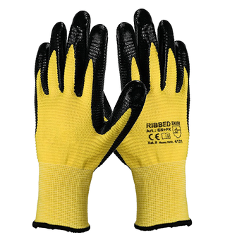 Rękawice robocze BHP powlekane prążkowane bardzo wytrzymałe nitrylem RIBBED