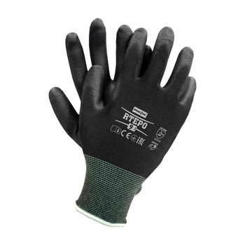 Rękawice uniwersalne robocze ochronne powlekane poliuretanem ochrona dłoni czarne Reis RTEPO BB
