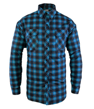 Koszula w kratkę na guziki ocieplana BONO niebieska