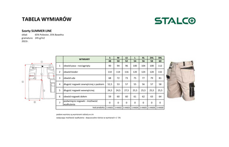 Spodnie robocze krótkie szorty STALCO SUMMER