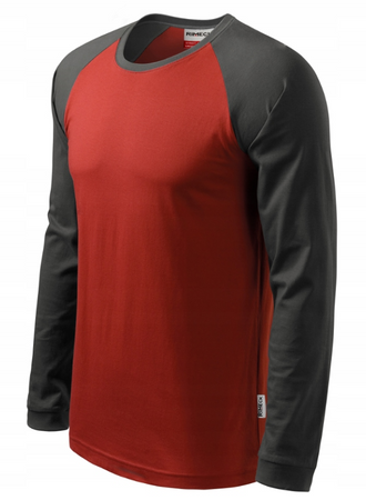 Koszulka RIMECK 130 z długim rękawem dwukolorowa szaro-czerwona