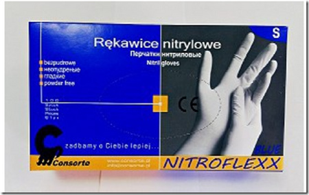 Rękawice jednorazowe nitrylowo-vinylowe w kolorze niebieskim bezpudrowe NITROFLEXX