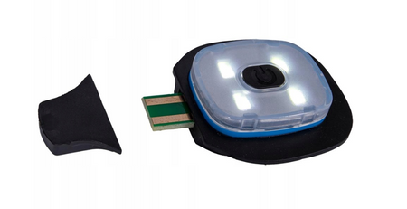 Czapka zimowa z latarką ładowana USB ocieplana polarem szara CZLED