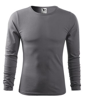 Koszulka męska z długim rękawem FIT-T bawełniana kolor stalowy