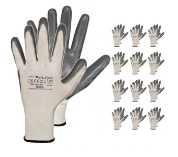 Rękawice robocze powlekane nitrylem RNITG 12 par