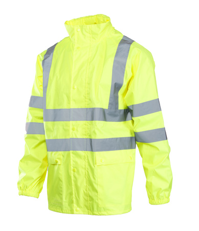 Kurtka przeciwdeszczowa wodoodporna odblaskowa z kaptuerm GROSVENOR żółta fluo