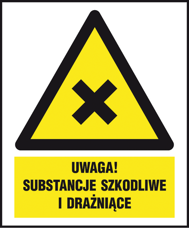 Znak tablica "UWAGA! SUBSTANCJE SZKODLIWE LUB DRAŻNIĄCE"