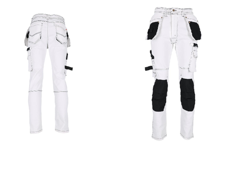 Spodnie ochronne JEANS elastyczne do pasa męskie BIAŁE