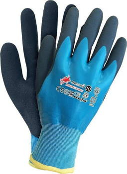 Rękawice powlekane gładkim lateksem akrylowe robocze ochronne uniwersalne Reis DEEPBLUE-WIN Smooth Sandy Finish