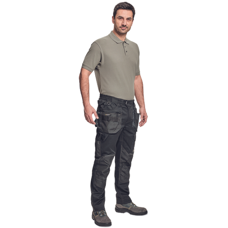 Spodnie robocze profesjonalne wytrzymałe do pasa z miejscem na nakolanniki TRIFIBETEX wzmacniane czarne Cerva DAYBORO