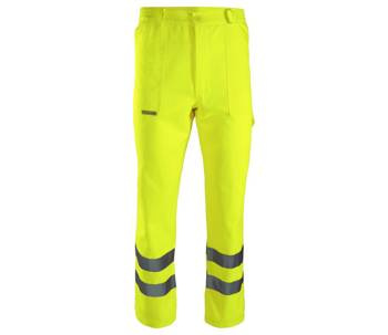 Spodnie robocze ochronne ostrzegawcze do pasa regulowane odblaskowe żółte Polstar BRIXTON FLASH AFSP