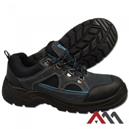 Buty półbuty robocze zamszowe ochronne obuwie bezpieczne olejoodporne antypoślizgowe metalowy podnosek Art.Mas BPMAS SB SRC