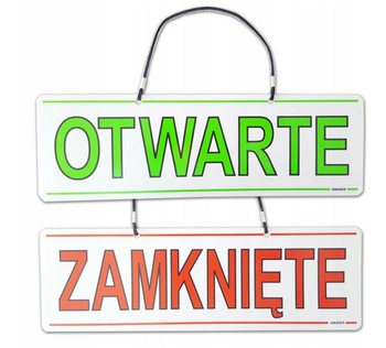 Znak tablica pcv dwustronna OTWARTE ZAMKNIĘTE