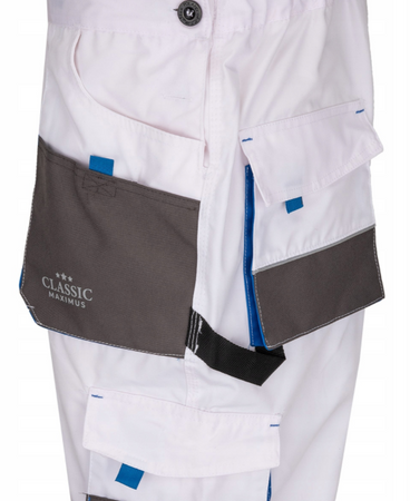 Spodnie robocze ogrodniczki na szelkach CLASSIC MAXIMUS White