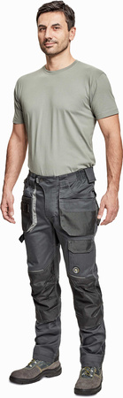 Spodnie robocze profesjonalne wytrzymałe do pasa z miejscem na nakolanniki TRIFIBETEX wzmacniane antracytowe Cerva DAYBORO