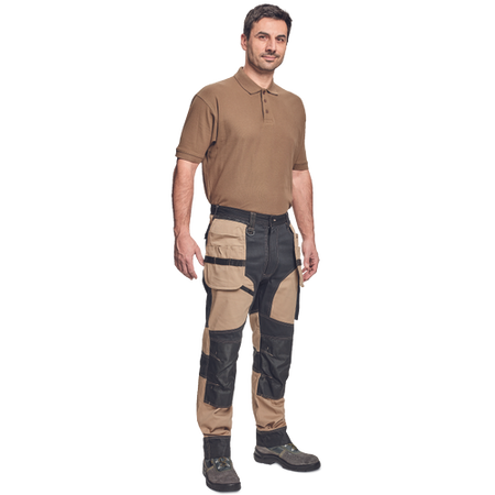 Spodnie robocze profesjonalne do pasa elastyczne wytrzymałe dużo kieszeni beżowe Cerva KEILOR