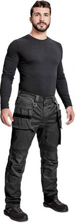 Spodnie robocze profesjonalne do pasa elastyczne wytrzymałe dużo kieszeni czarne Cerva KEILOR