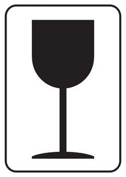 Znak naklejka samoprzylepna ŁADUNEK ŁATWO TŁUKĄCY SIĘ UWAGA! SZKŁO 7,5x10,5