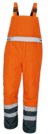 Spodnie ogrodniczki ocieplane wodoodporne HV PADSTOW pomarańczowe odblask
