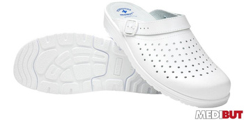 Klapki skórzane profilaktyczne Medibut damskie antypoślizgowe