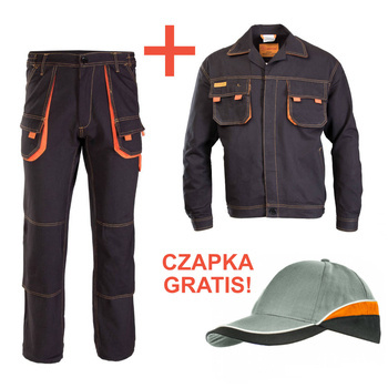 Zestaw Polstar BRIXTON SPARK Ubranie robocze dla spawacza bawełniane trudnopalne - Kurtka robocza i Spodnie robocze do pasa + czapka Gratis!