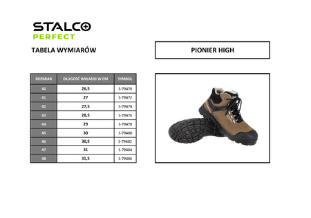 Buty robocze trzewiki BHP S3 lekkie z podnoskiem kompozytowym STALCO PERFECT PIONIER S3 S PE