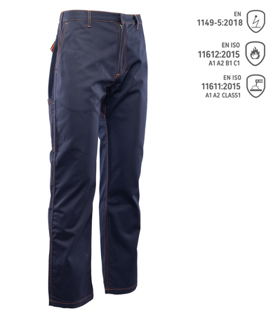 Spodnie do pasa dla spawaczy, antystatyczne PROFFLAM ANTYSTATIC