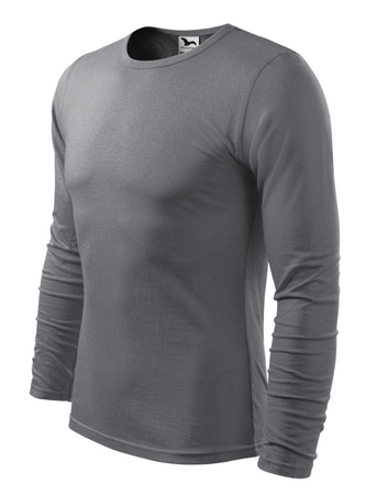 Koszulka męska z długim rękawem FIT-T bawełniana kolor stalowy