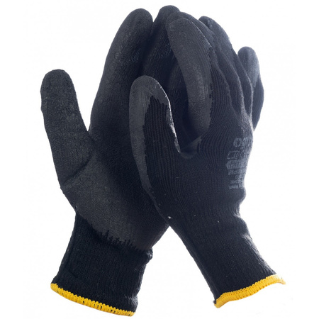 Rękawice robocze uniwersalne bawełniane ochronne powlekane porowatą gumą Ogrifox OX-DRAGOS BB czarne