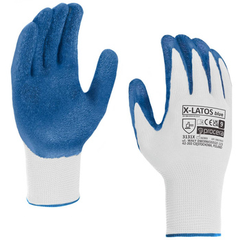 Rękawice robocze ochronne uniwersalne lateksowe ochrona dłoni Procera X-LATOS BLUE