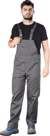 Spodnie robocze szelki ogrodniczki YES-B szare