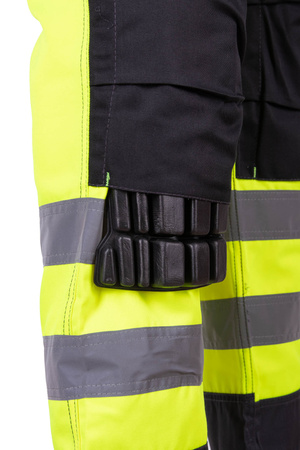 Spodnie robocze ostrzegawcze do pasa odblaskowe fluorescencyjne pasy dużo kieszeni potrójne szwy Polstar SEVEN KINGS FLASH A9SP