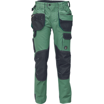 Spodnie robocze profesjonalne BHP wytrzymałe do pasa z miejscem na nakolanniki TRIFIBETEX wzmacniane szaro-zielone Cerva DAYBORO