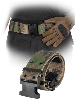 Pasek do spodni pas zapiany na sprzączkę szeroki BELT-TACTIC moro długość 120 cm