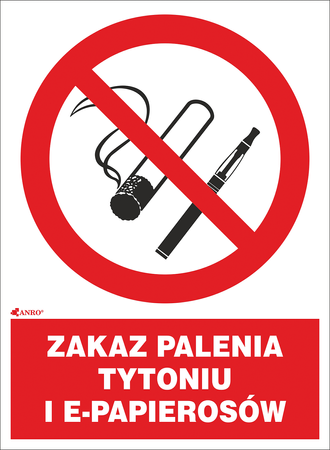 Znak PPOŻ tablica płyta pcv ZAKAZ PALENIA TYTONIU I E-PAPIEROSÓW