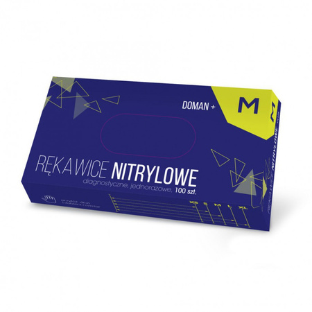 Rękawice jednorazowe nitrylowe w kolorze niebieskim bezpudrowe diagnostyczne DOMAN