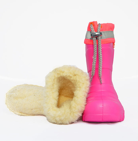 Kalosze dziecięce ocieplane dla dziewczynki MAMMUT S różowe