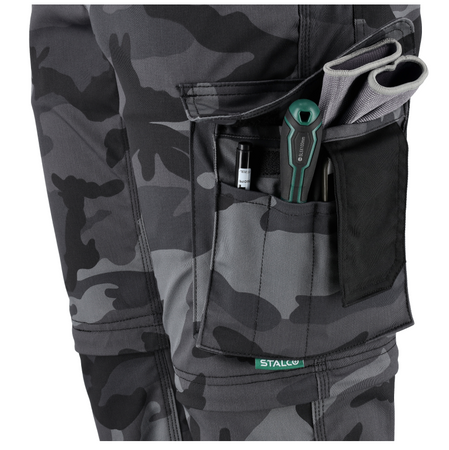 Spodnie robocze bojówki moro STALCO 2w1 odpinane nogawki S-421