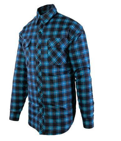 Koszula w kratkę na guziki ocieplana BONO niebieska