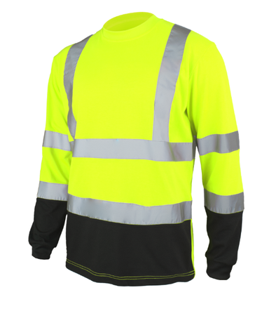 Koszulka odblaskowa z długim rękawem z pasami odblaskowymi T-REF żółta fluo