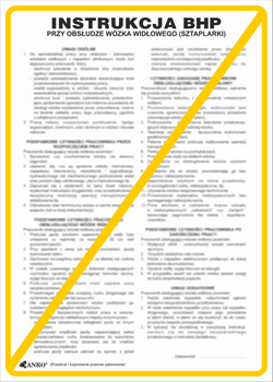 Znak tablica BHP pcv INSTRUKCJA PRZY OBSŁUDZE WÓZKA WIDŁOWEGO 35X25